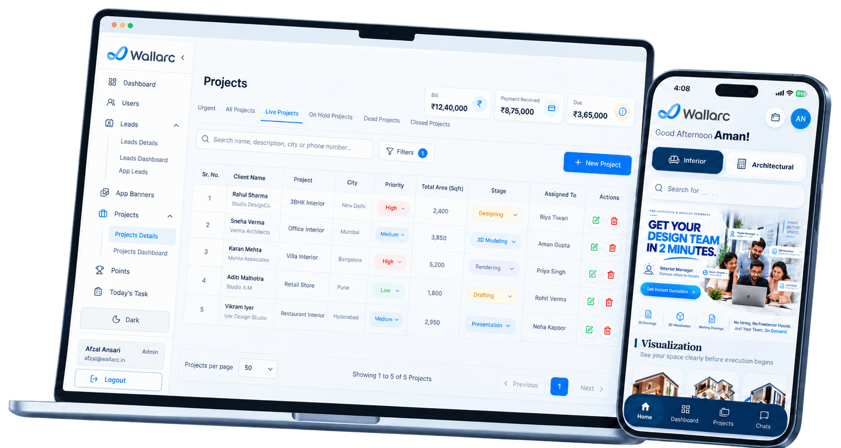 Wallarc Dashboard + Mobile App