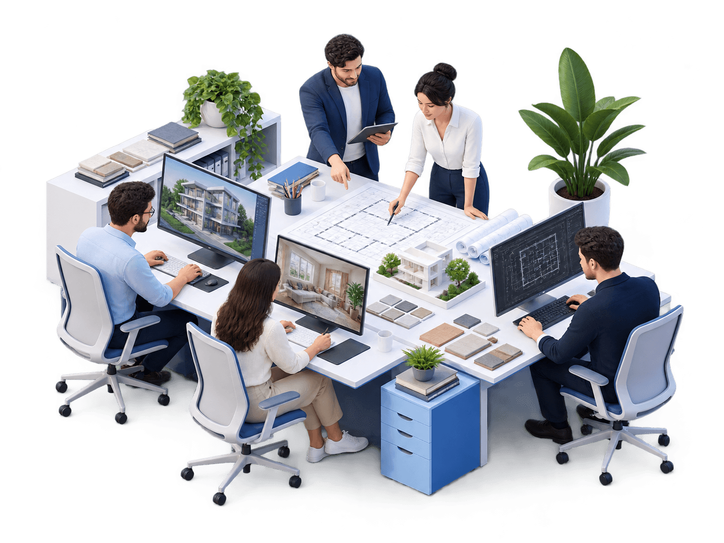 Wallarc architecture and interior design team collaborating on a project